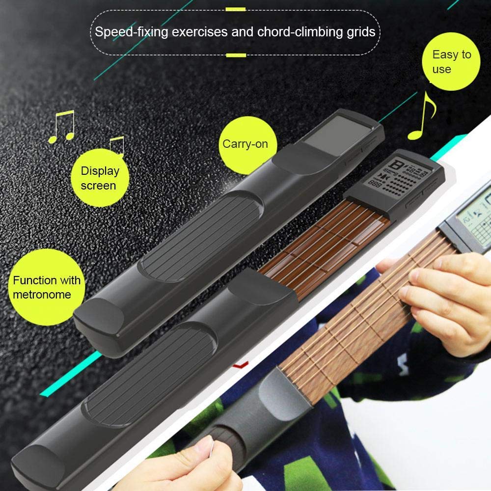 Moreup Digital Guitar Trainer with Screen, Portable Guitar Chord Trainer Fretboard Practice Tool for Beginner with Chords Chart